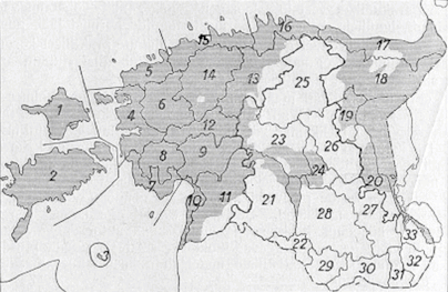 Landscape regions in Estonia by J.G.Gran�.
